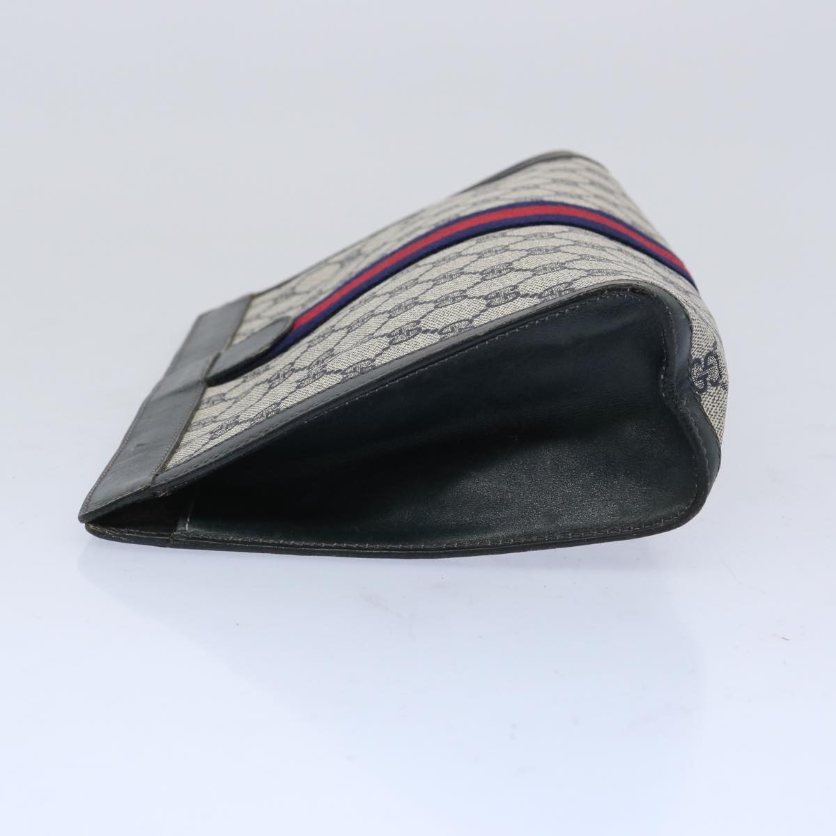 GUCCI GG Supreme Sherry Line Clutch Bag PVC Navy Red 37 014 2125 65745