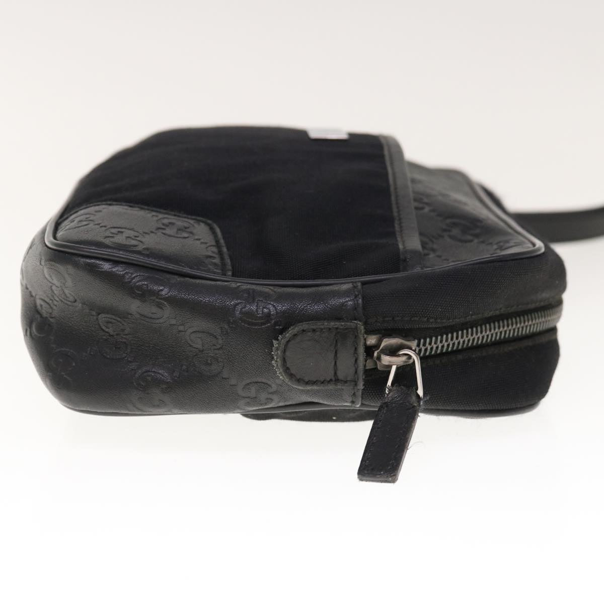 GUCCI Guccissima Clutch Bag Nylon Leather Black 162782 65851