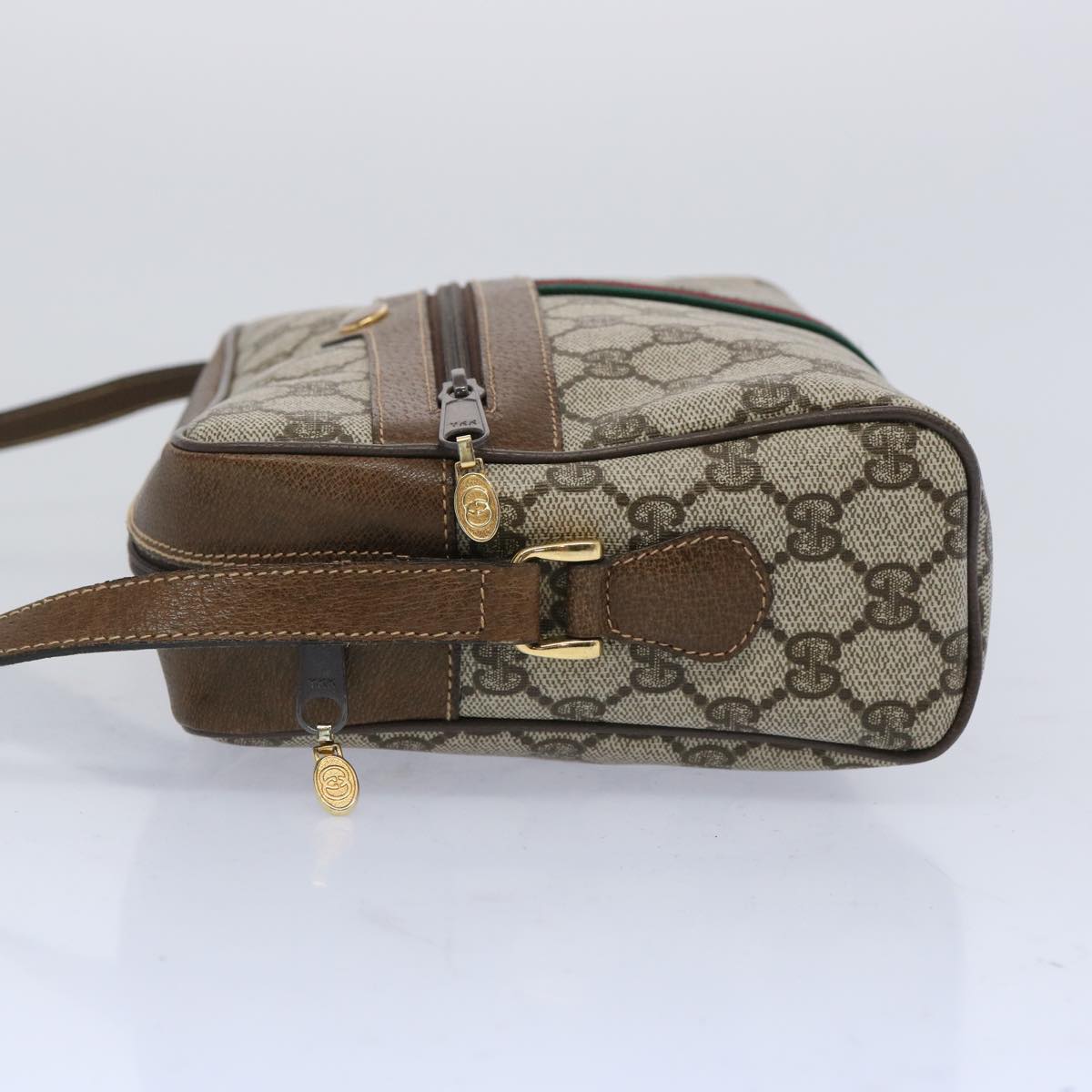 GUCCI GG Supreme Web Sherry Line Shoulder Bag PVC Beige Red Green 65893