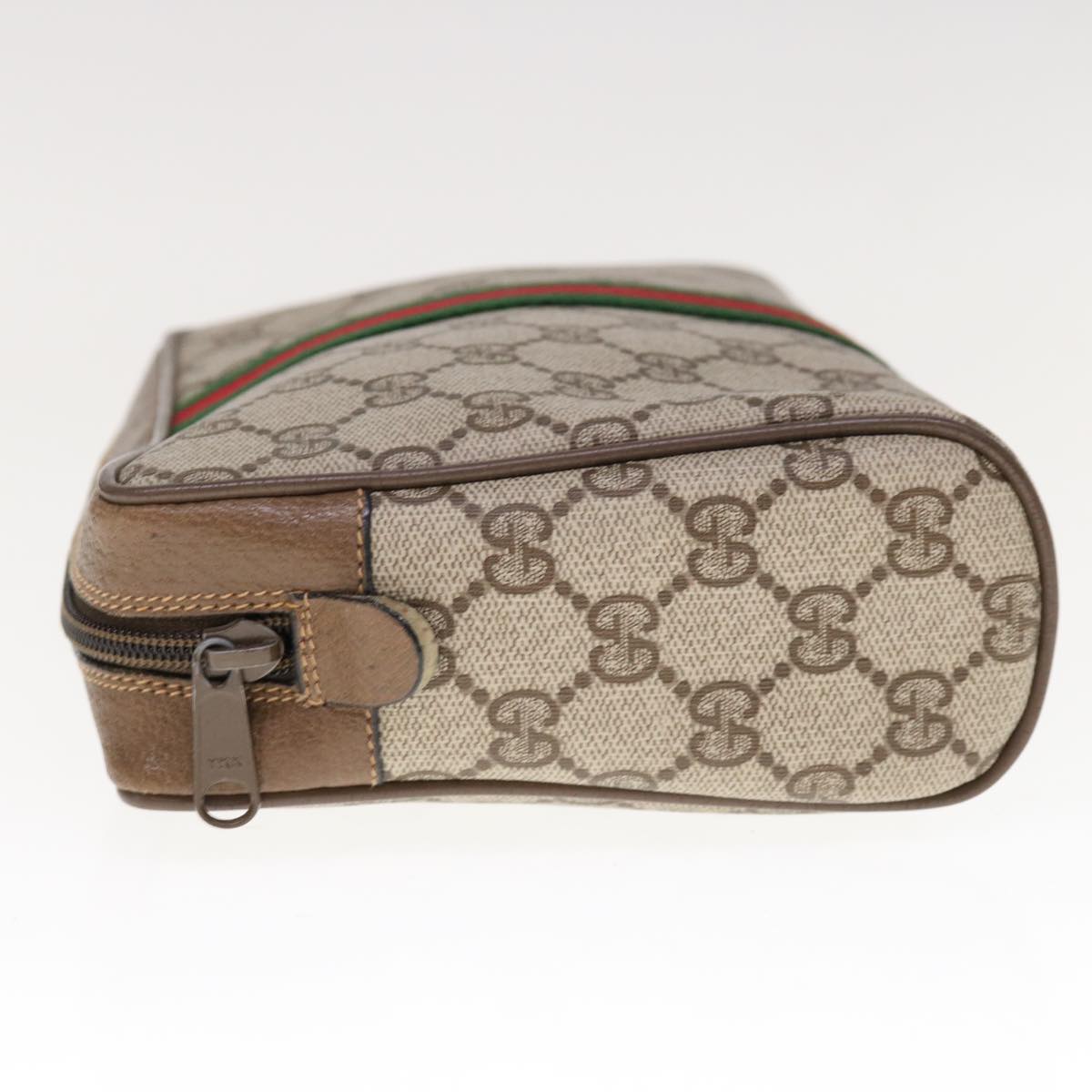 GUCCI GG Supreme Web Sherry Line Clutch Bag PVC Beige Red 89 01 012 65942