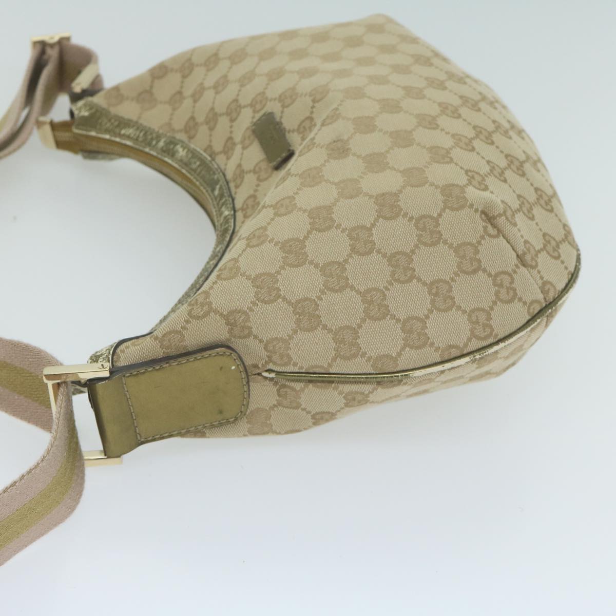 GUCCI GG Canvas Sherry Line Shoulder Bag Gold Beige pink 181092 65952