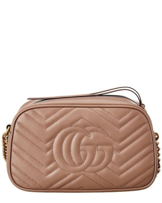Luxury Gucci Trending 2025 GG Marmont Small Matelasse Leather Crossbody Camera Bag, Pink