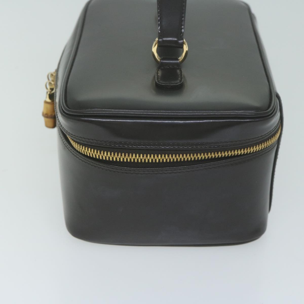 GUCCI Bamboo Vanity Cosmetic Pouch Patent leather Brown 66168