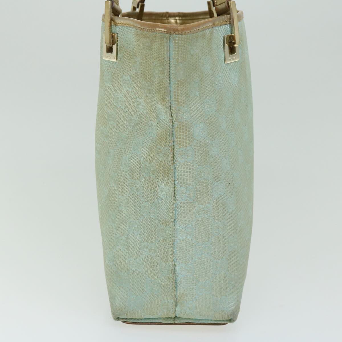GUCCI GG Canvas Hand Bag Light Blue Gold 66219