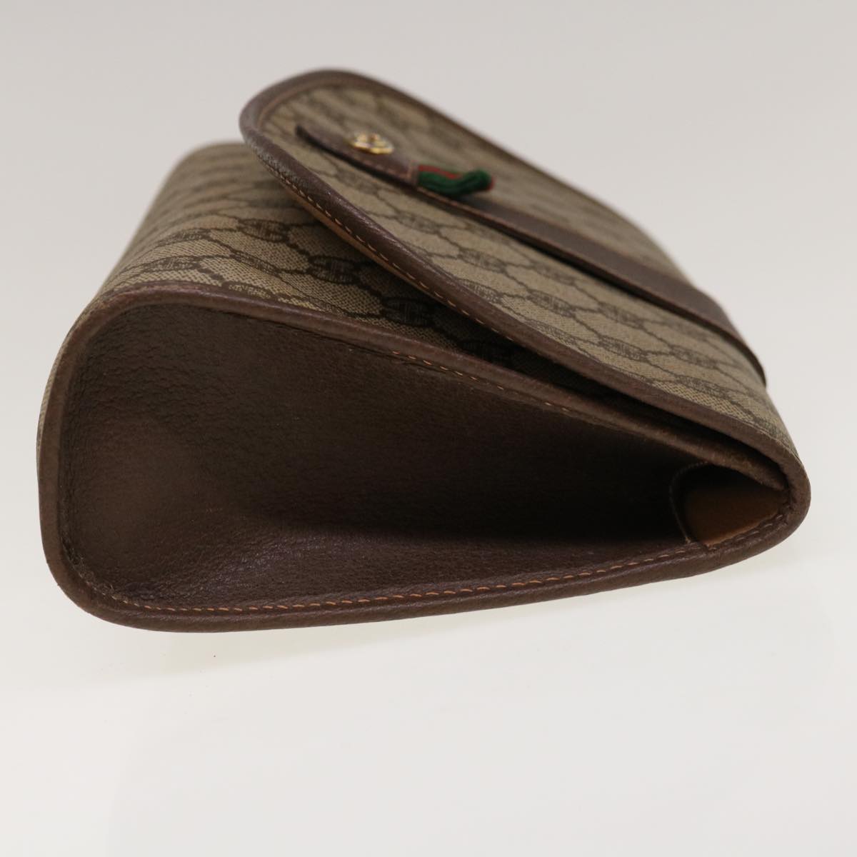 GUCCI GG Canvas Web Sherry Line Clutch Bag PVC Beige Red Green 66266