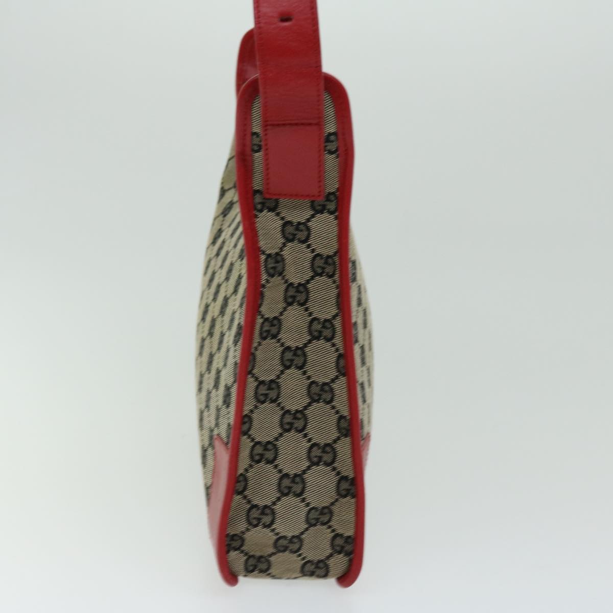 GUCCI GG Canvas Shoulder Bag Beige Red 66281