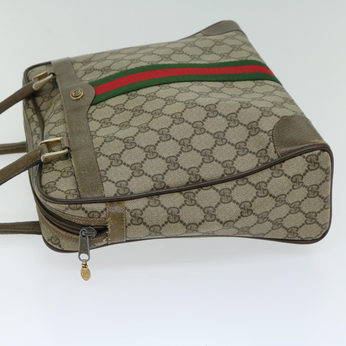 GUCCI GG Canvas Hand Bag PVC Beige Green Red 66323
