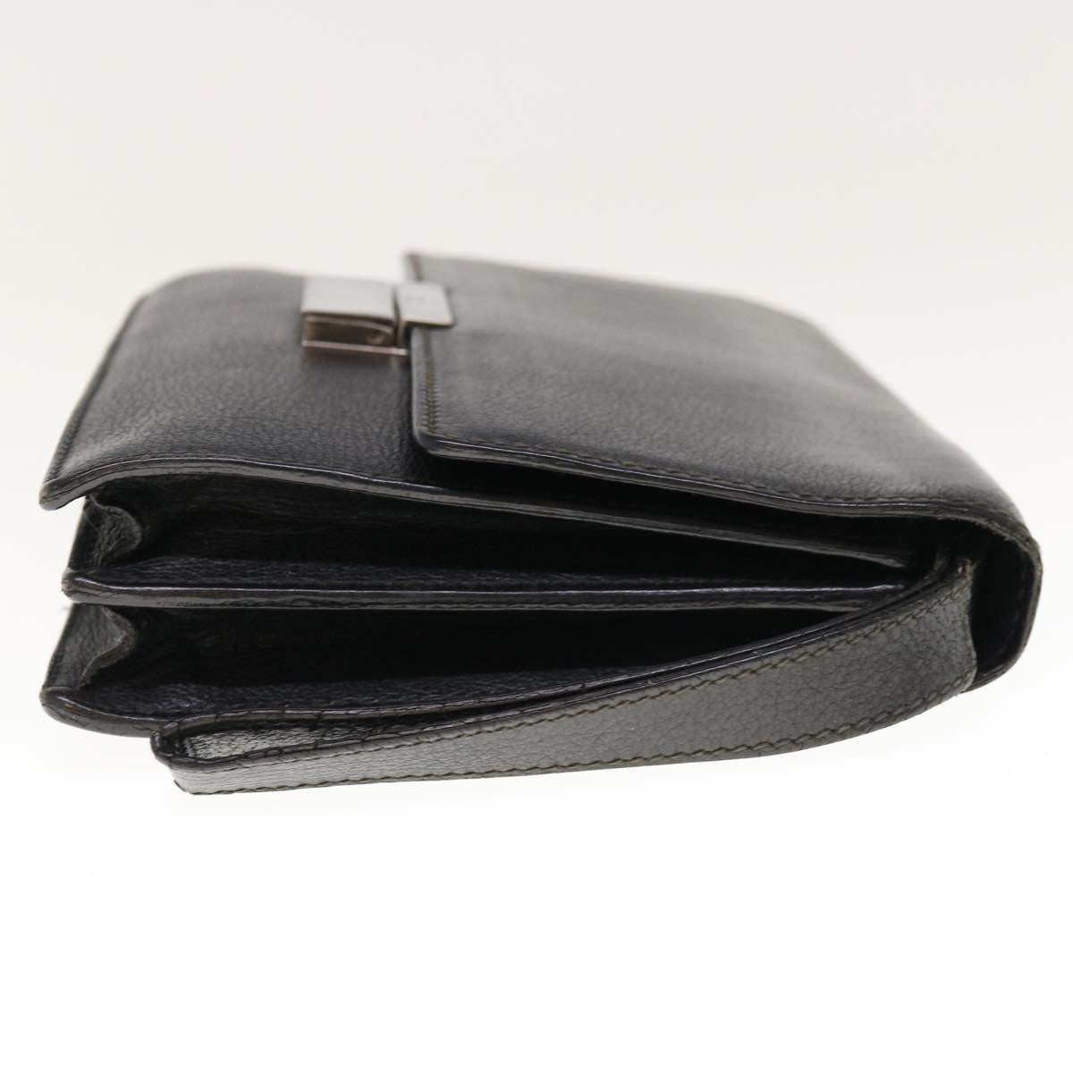 GUCCI Clutch Bag Leather Black 66343