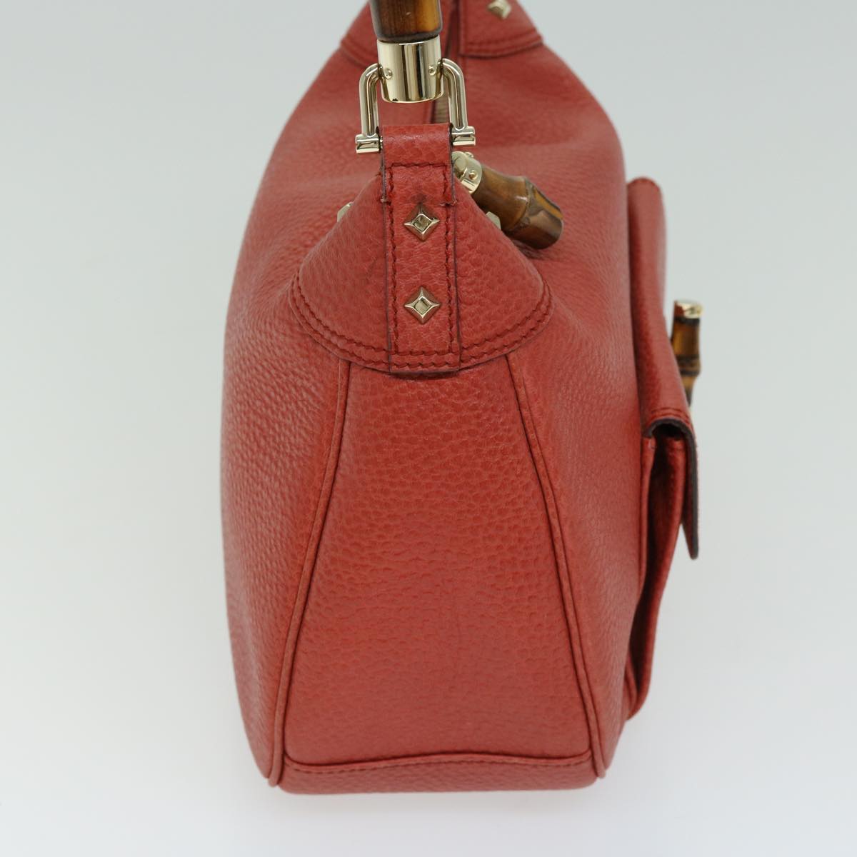 GUCCI Bamboo Shoulder Bag Leather Orange 137383 66492