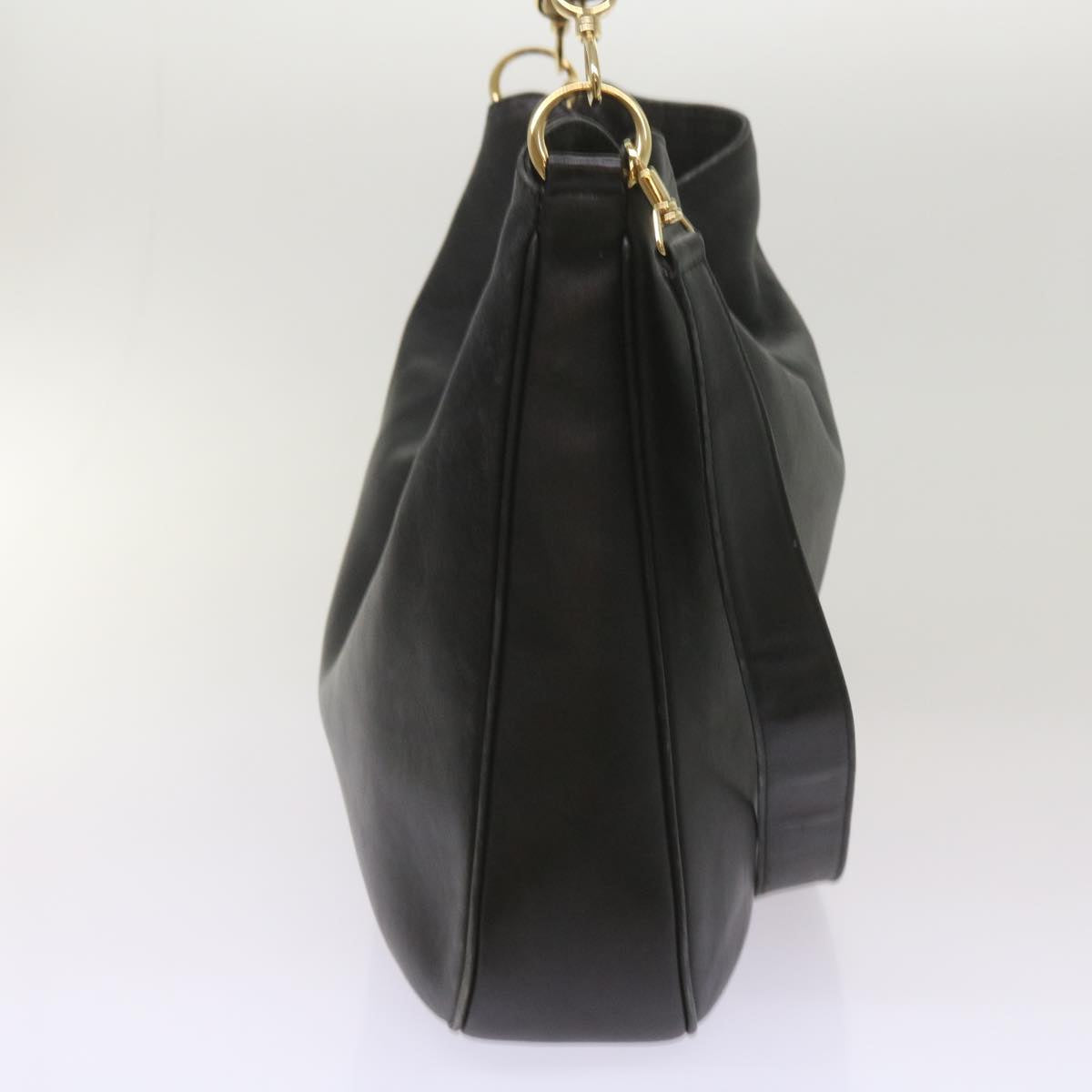 GUCCI Bamboo Shoulder Bag Leather 2way Black 001 2404 1577 66618