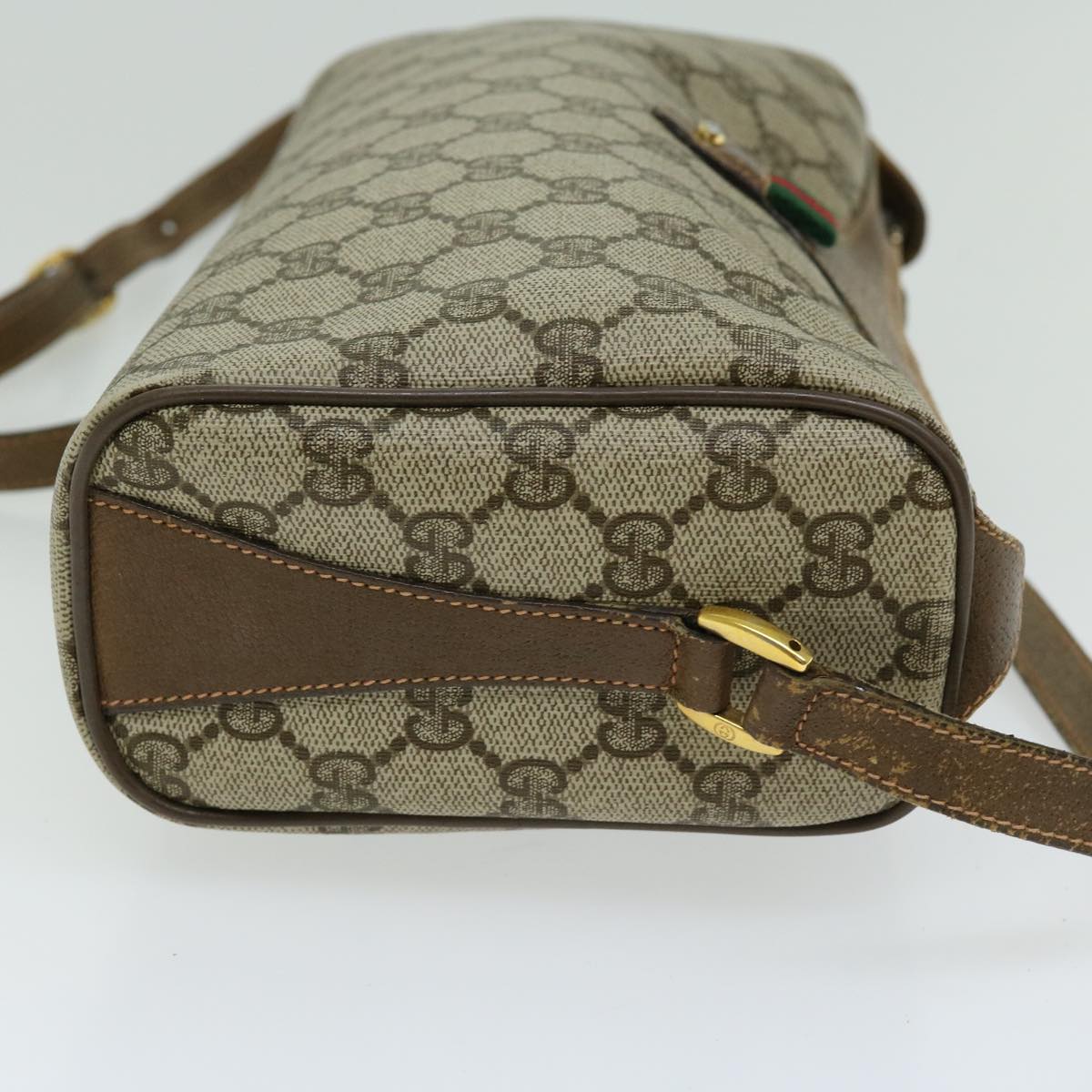GUCCI GG Canvas Web Sherry Line Shoulder Bag PVC Beige Red Green 66739