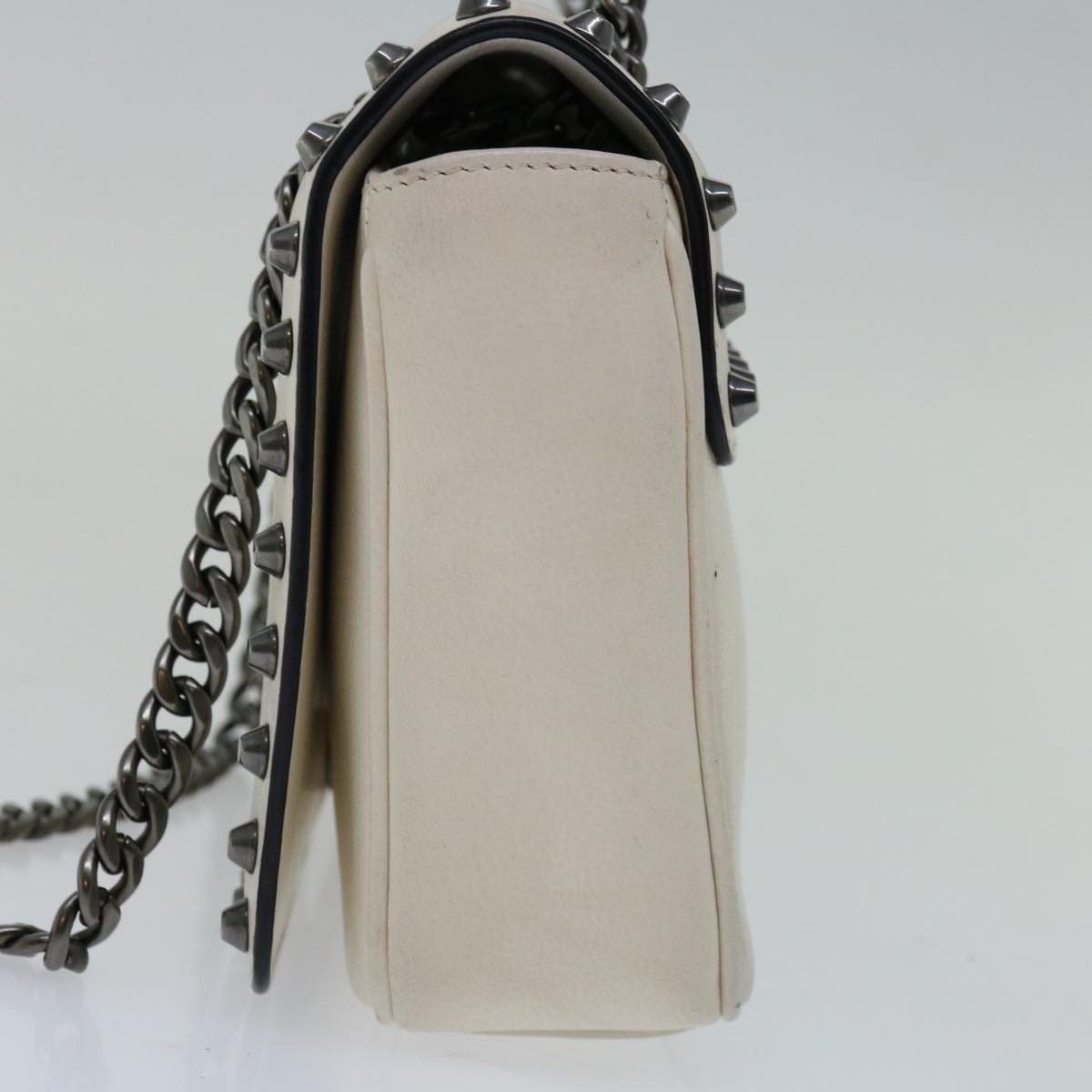 Luxury PradaChain Shoulder Bag Leather Ivory 66873