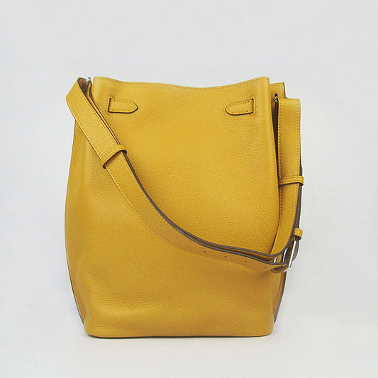 Luxury Hermes Nappa Leather Shoulder Bag H2804 yellow Silver