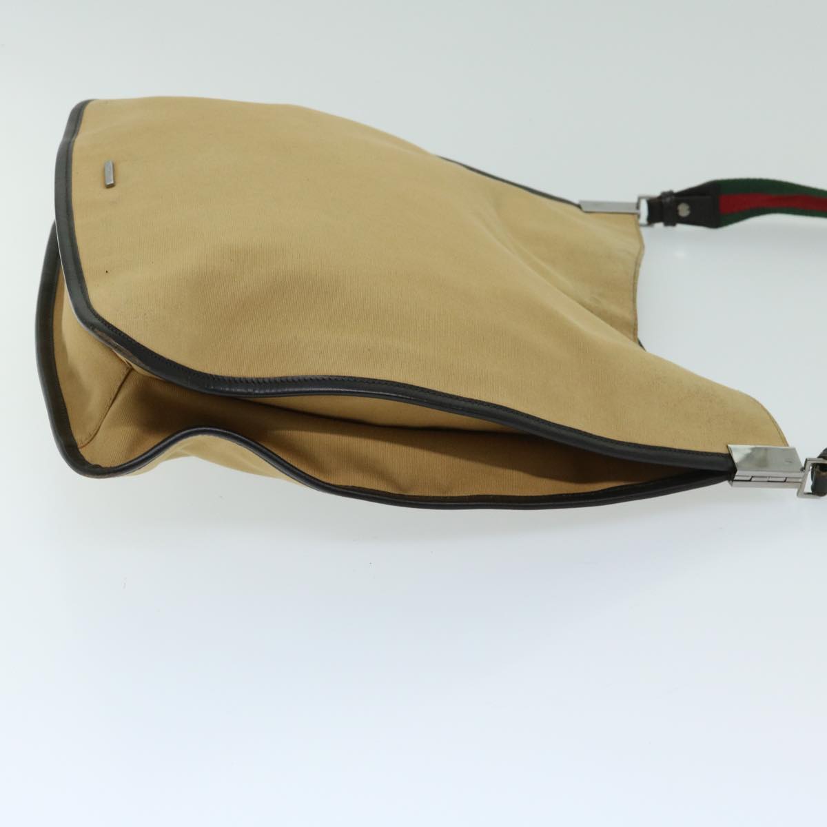 GUCCI Web Sherry Line Shoulder Bag Canvas Beige Red Green 001 4306 67050