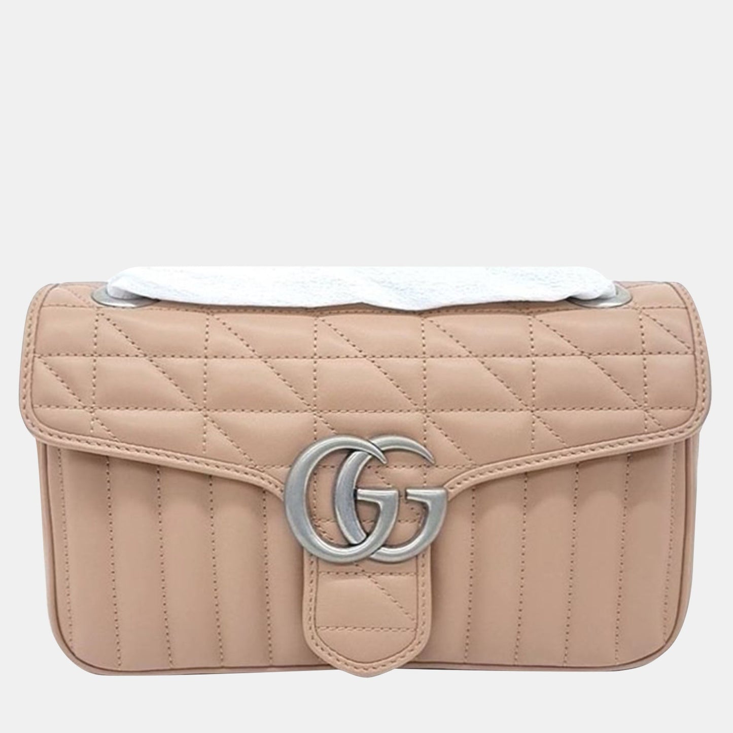 Luxury Gucci Trending 2025 Beige Leather Small Marmont Matelasse Shoulder Bag