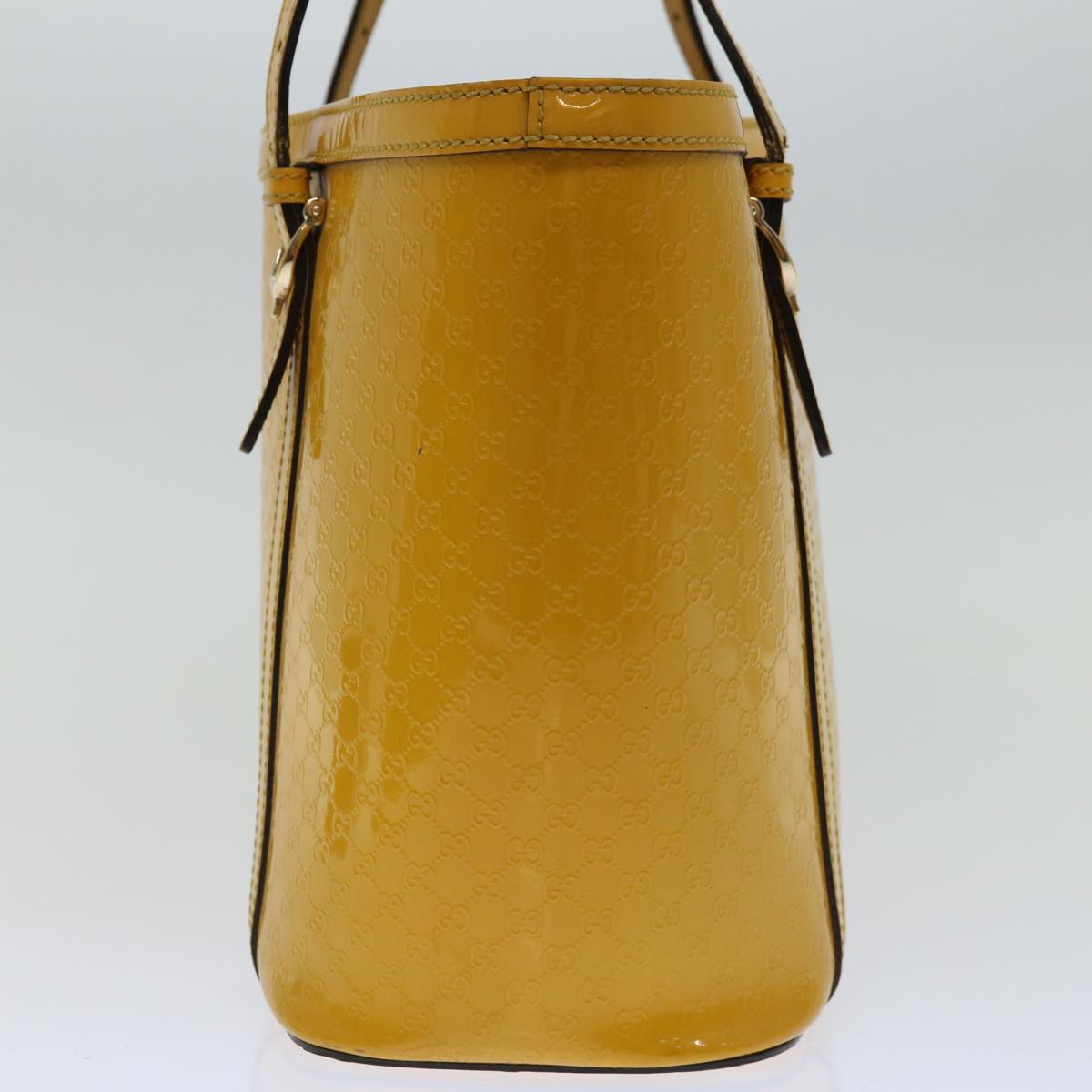 GUCCI Micro GG Canvas Hand Bag Patent leather Yellow 336776 67196