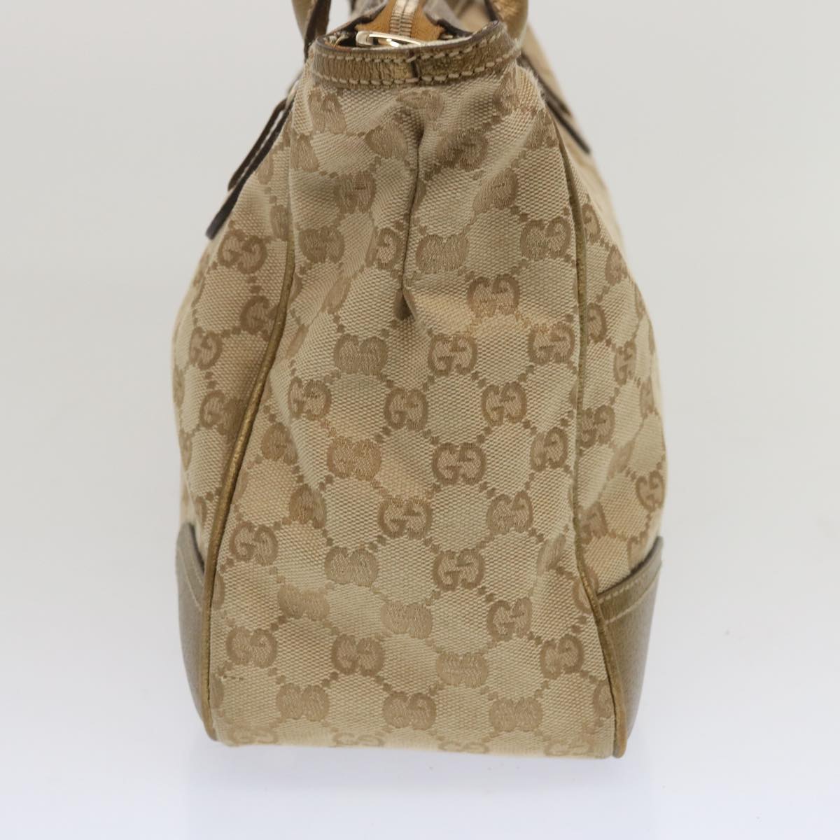 GUCCI GG Canvas Hand Bag Beige Gold Tone 177052 67377