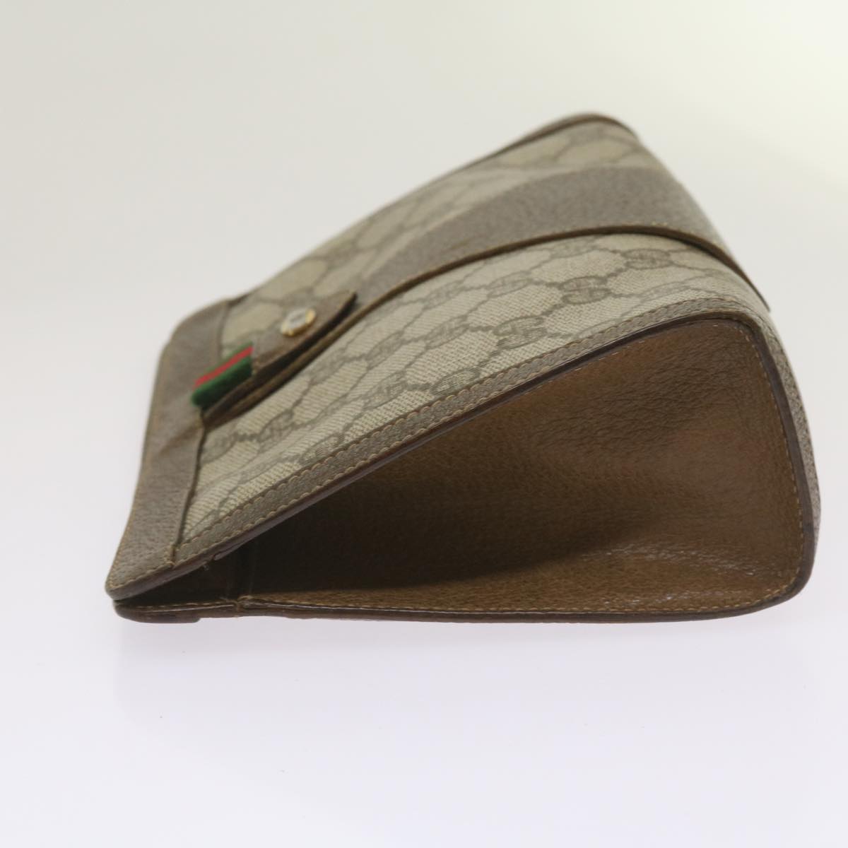 GUCCI GG Supreme Web Sherry Line Clutch Bag Beige Red Green 89 01 032 67421