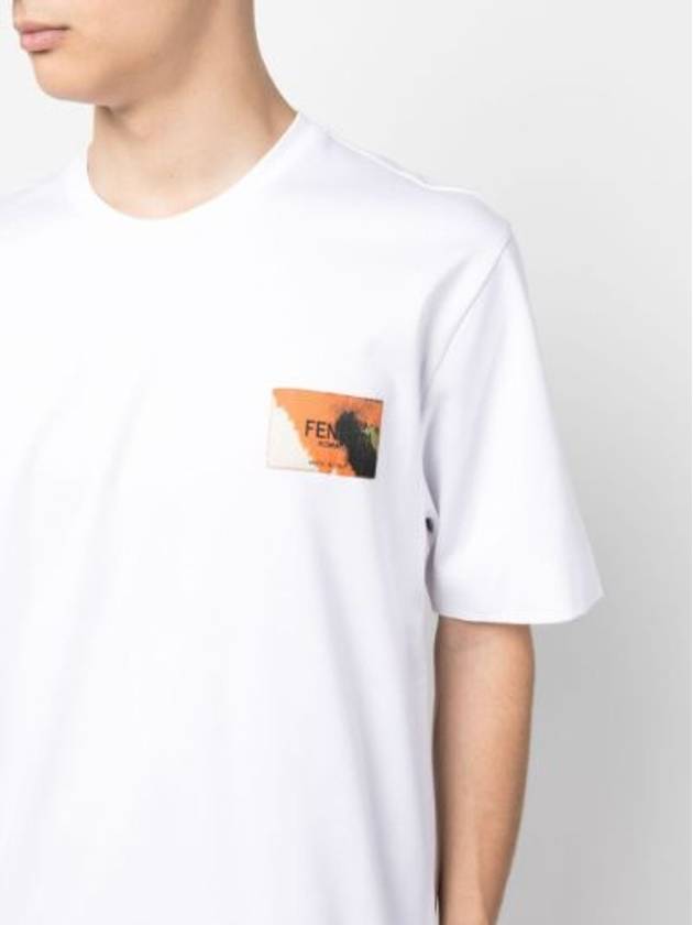 Luxury Fendi Logo Label Patch Short Sleeve T-Shirt White