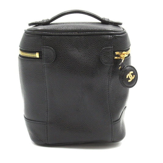 CHANEL Laminated Vanity Handbag Caviar S Black Ladies