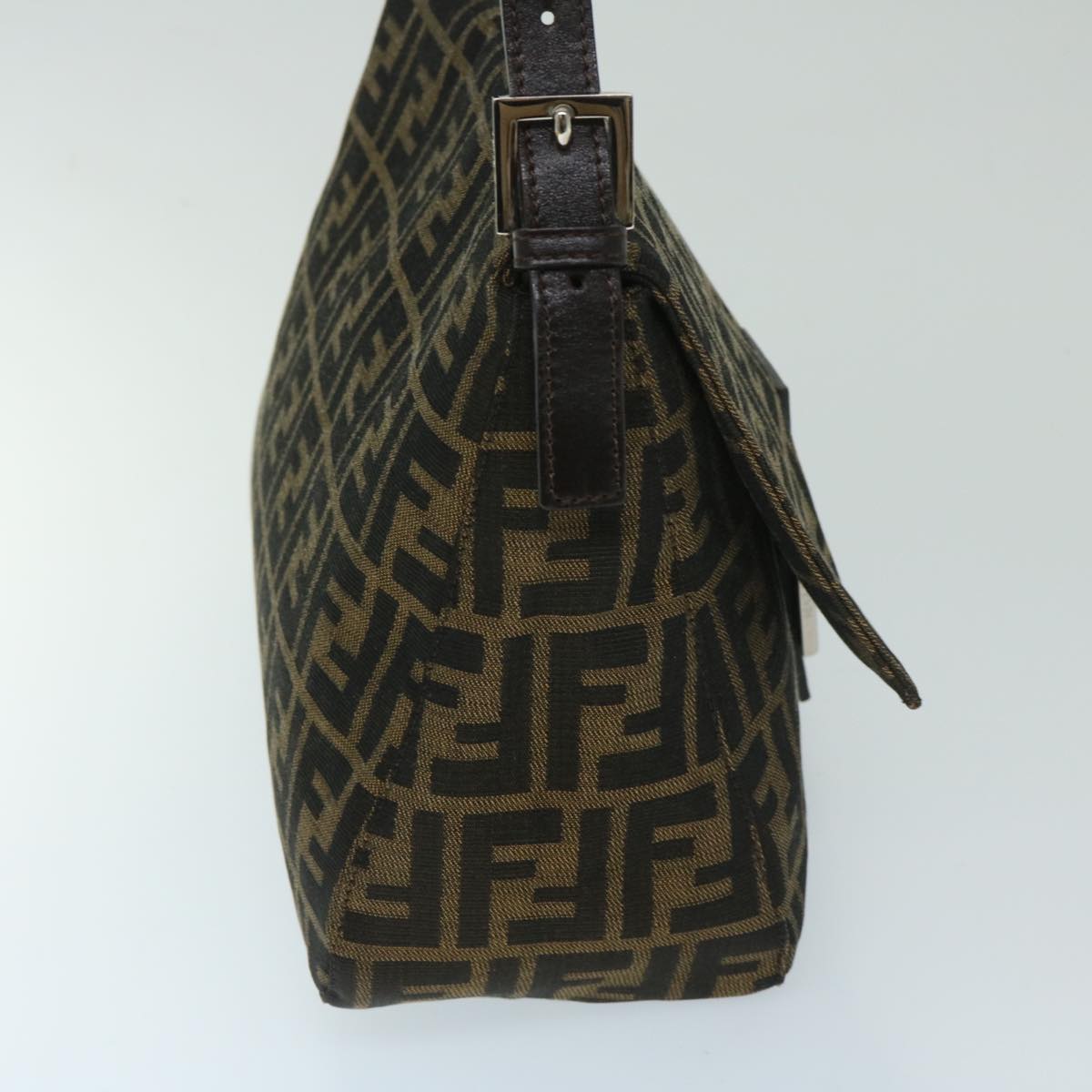 Luxury FendiZucca Canvas Mamma Baguette Shoulder Bag Black Brown68576A