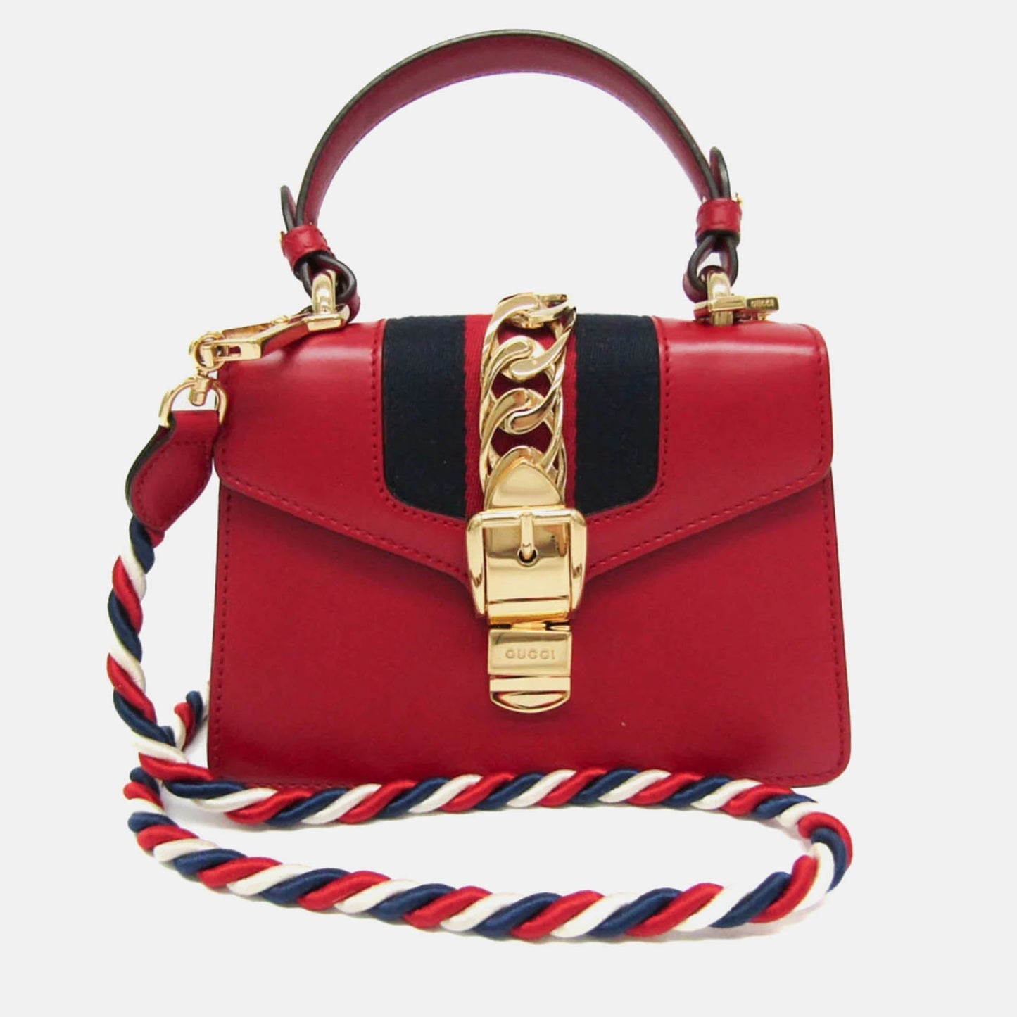 Luxury Gucci Trending 2025 Red Leather Mini Sylvie Shoulder Bag