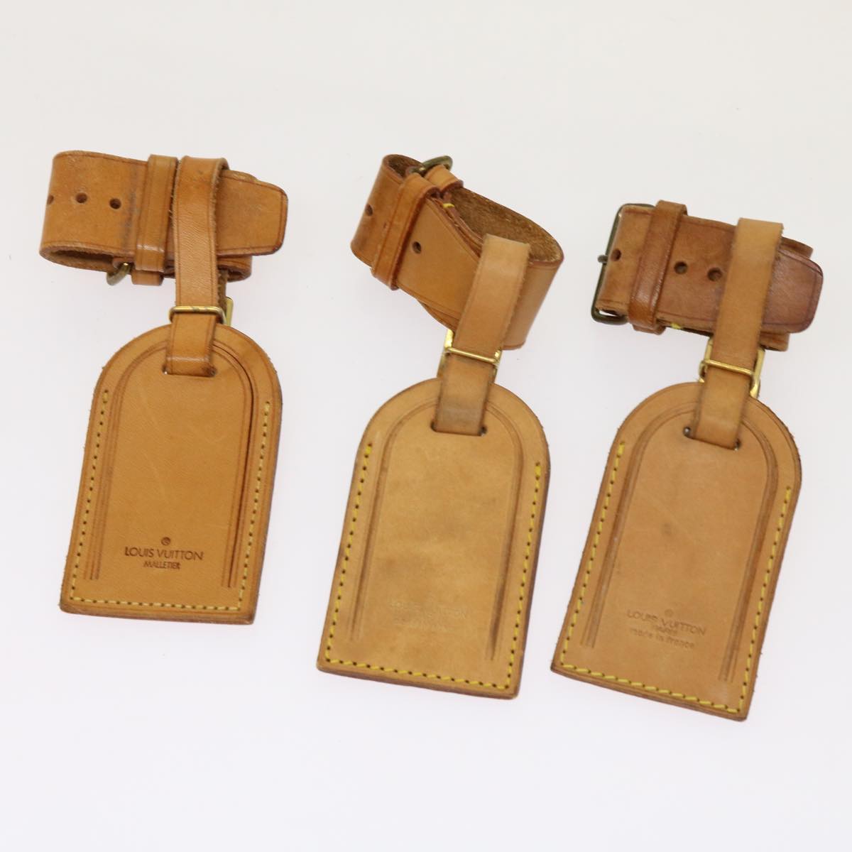 LOUIS VUITTON Powanie Name Tag Leather 10set Beige LV 69255
