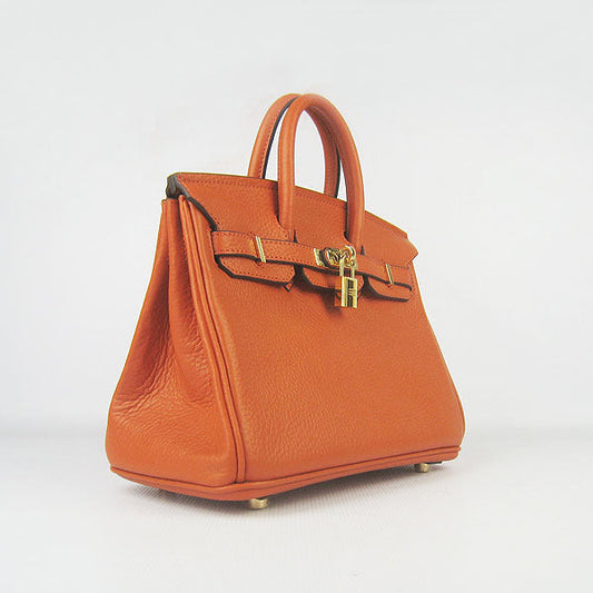 Luxury Hermes Birkin 25cm Handbag 6068 orange golden