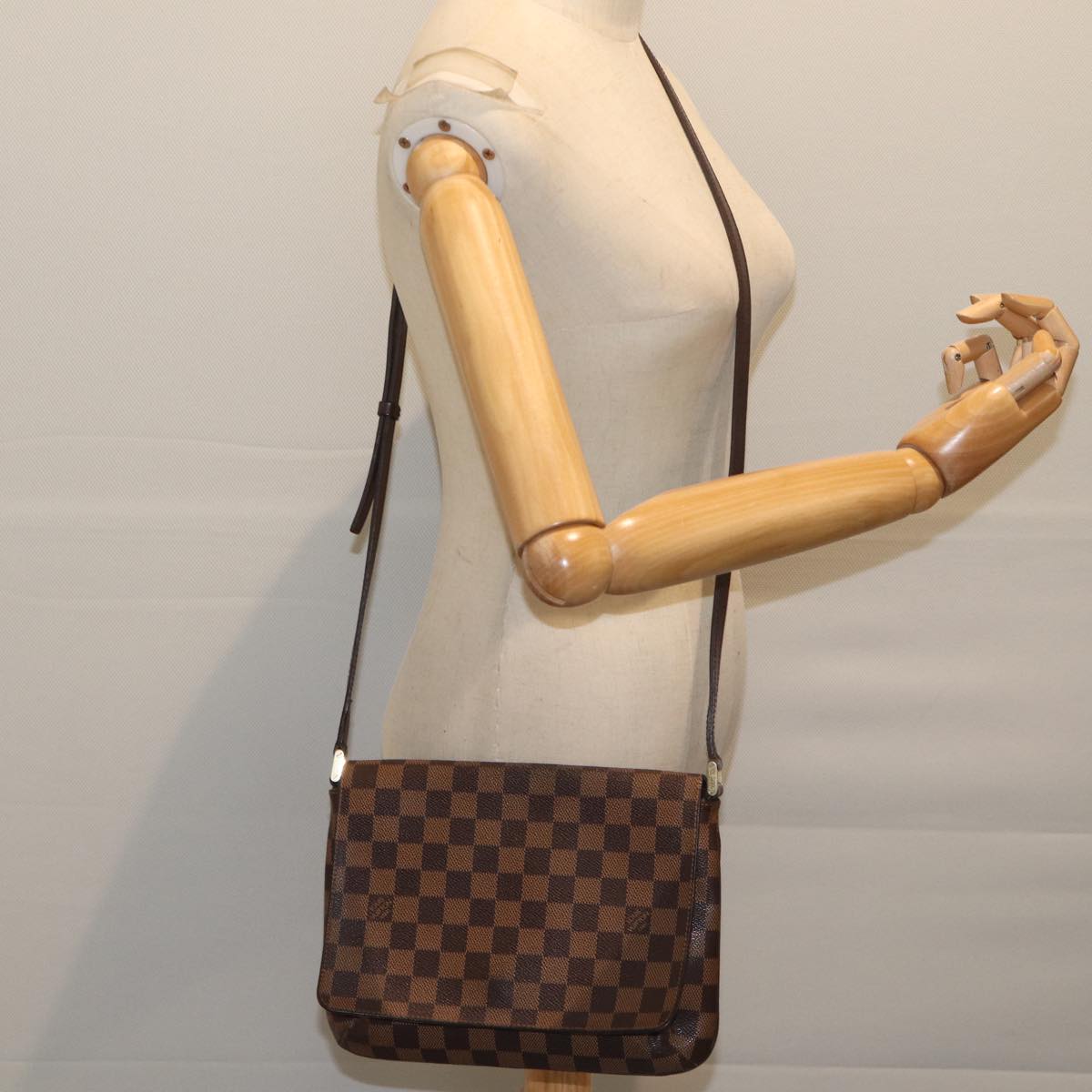 LOUIS VUITTON Damier Ebene Musette Tango Shoulder Bag N51301 LV 69876