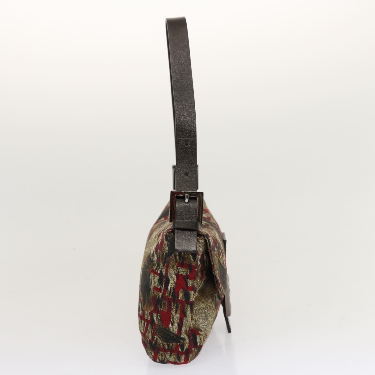 Luxury FendiZucca Canvas Mamma Baguette Shoulder Bag Brown Red69972A