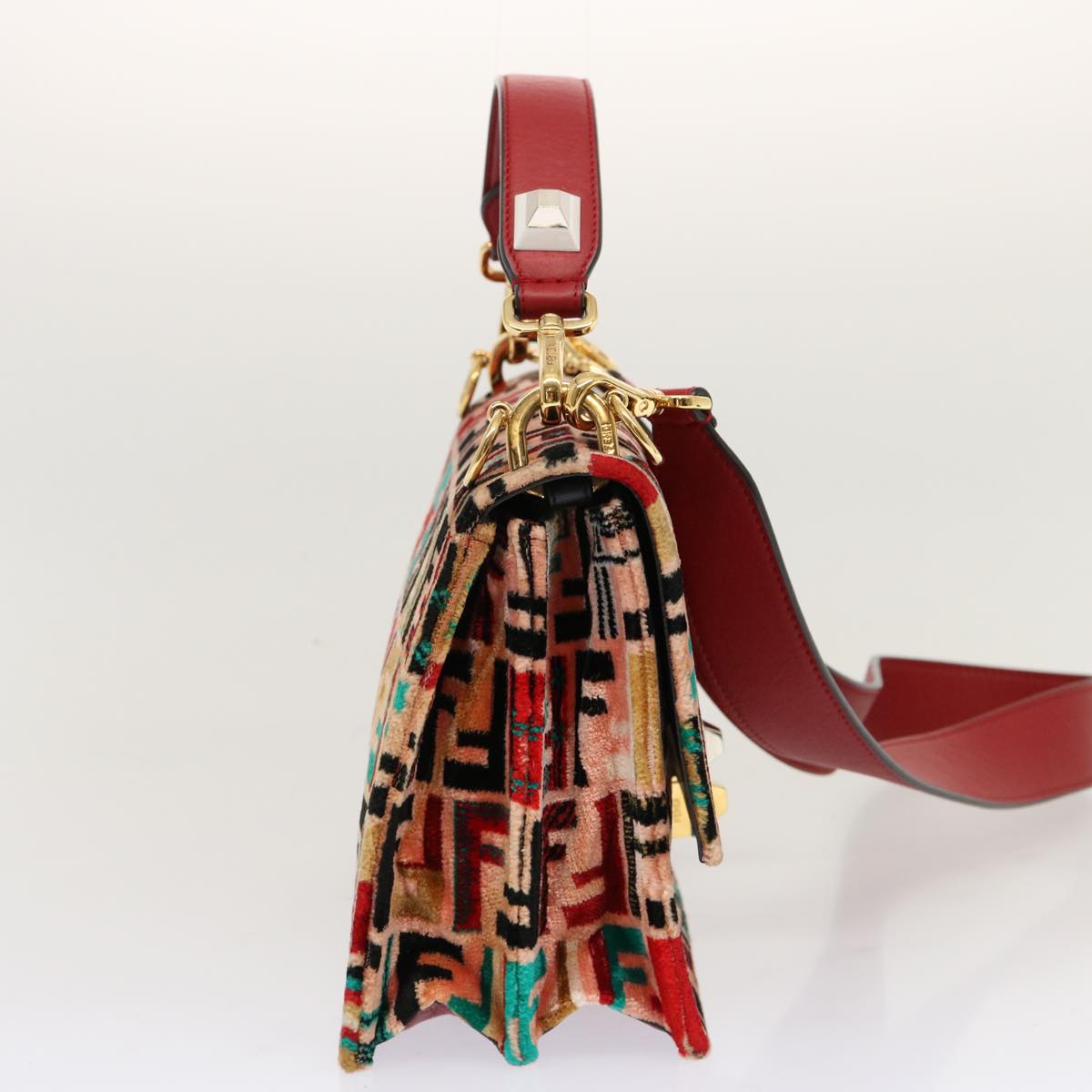 Luxury FendiZucca Canvas Canai Hand Bag 2way Pink Red69973A