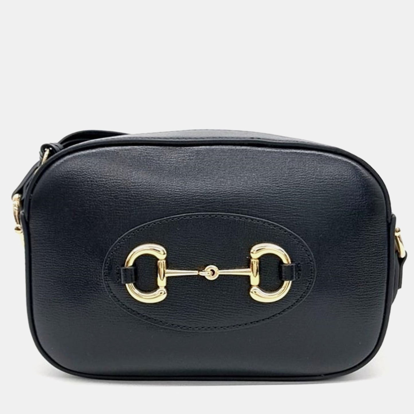 Luxury Gucci Trending 2025 Black Leather Small 1955 Horsebit Camera Bag