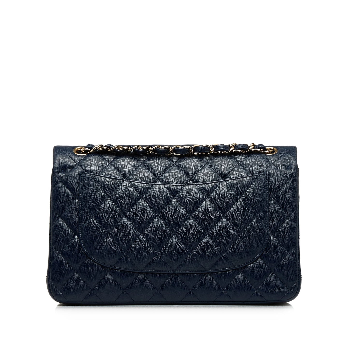 Luxury Chanel Classic Double Flap Jumbo Dark Blue Caviar gold