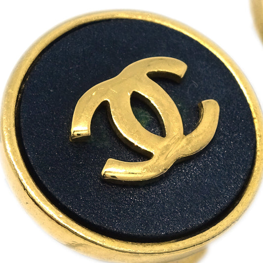 Chanel Button Earrings Clip-On Black 26