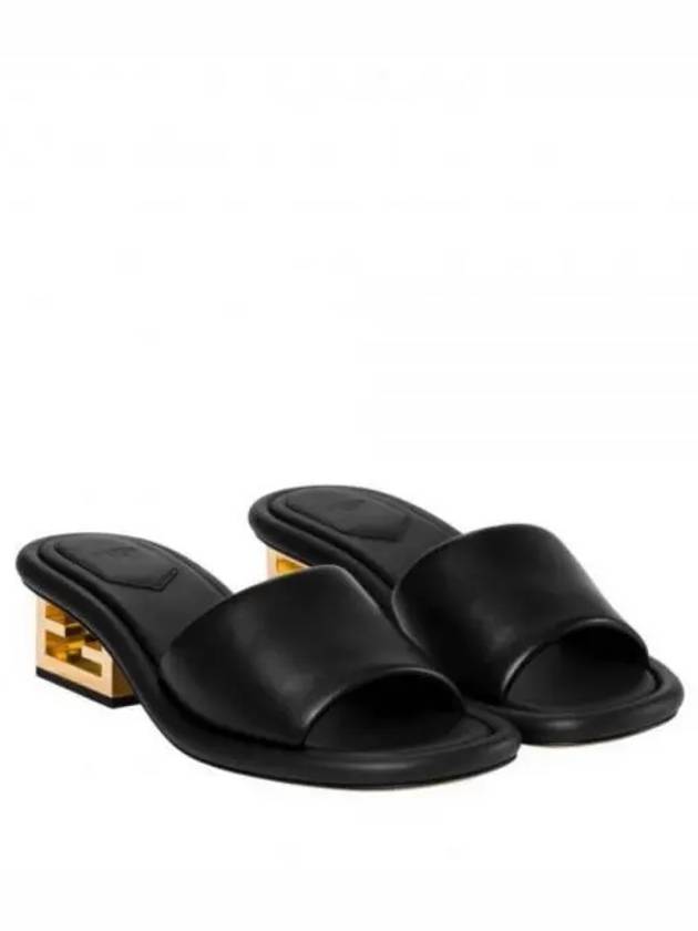 Luxury Fendi FF Baguette Motif Nappa Leather Sandals Black