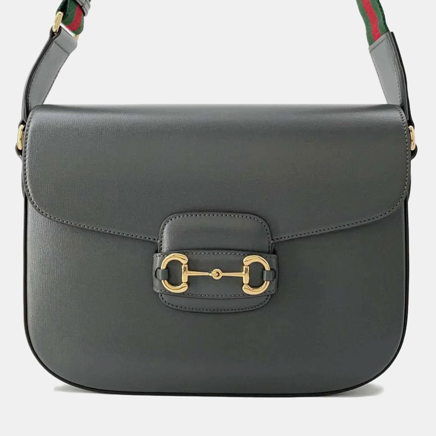 Luxury Gucci Trending 2025 Grey Leather Horsebit 1955 Shoulder Bag