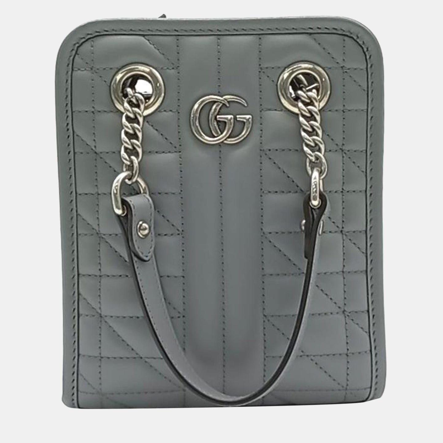 Luxury Gucci Trending 2025 Grey Leather Mini GG Marmont Shoulder Bag