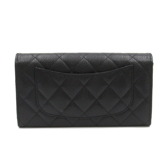 Chanel Zip Long Wallet Double Fold Wallet Caviar S Black AP0241