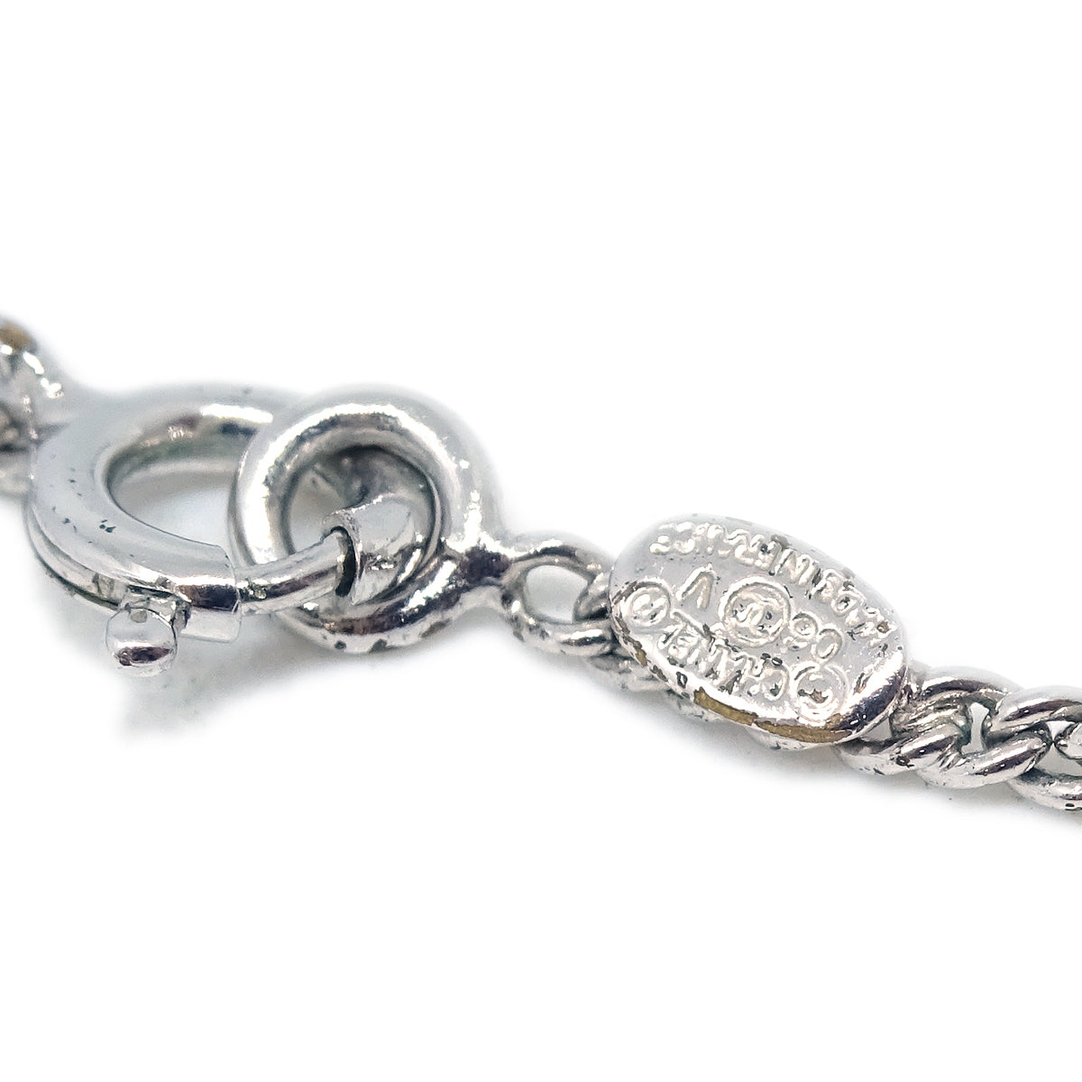Luxury Chanel Chain Necklace Silver White 06V