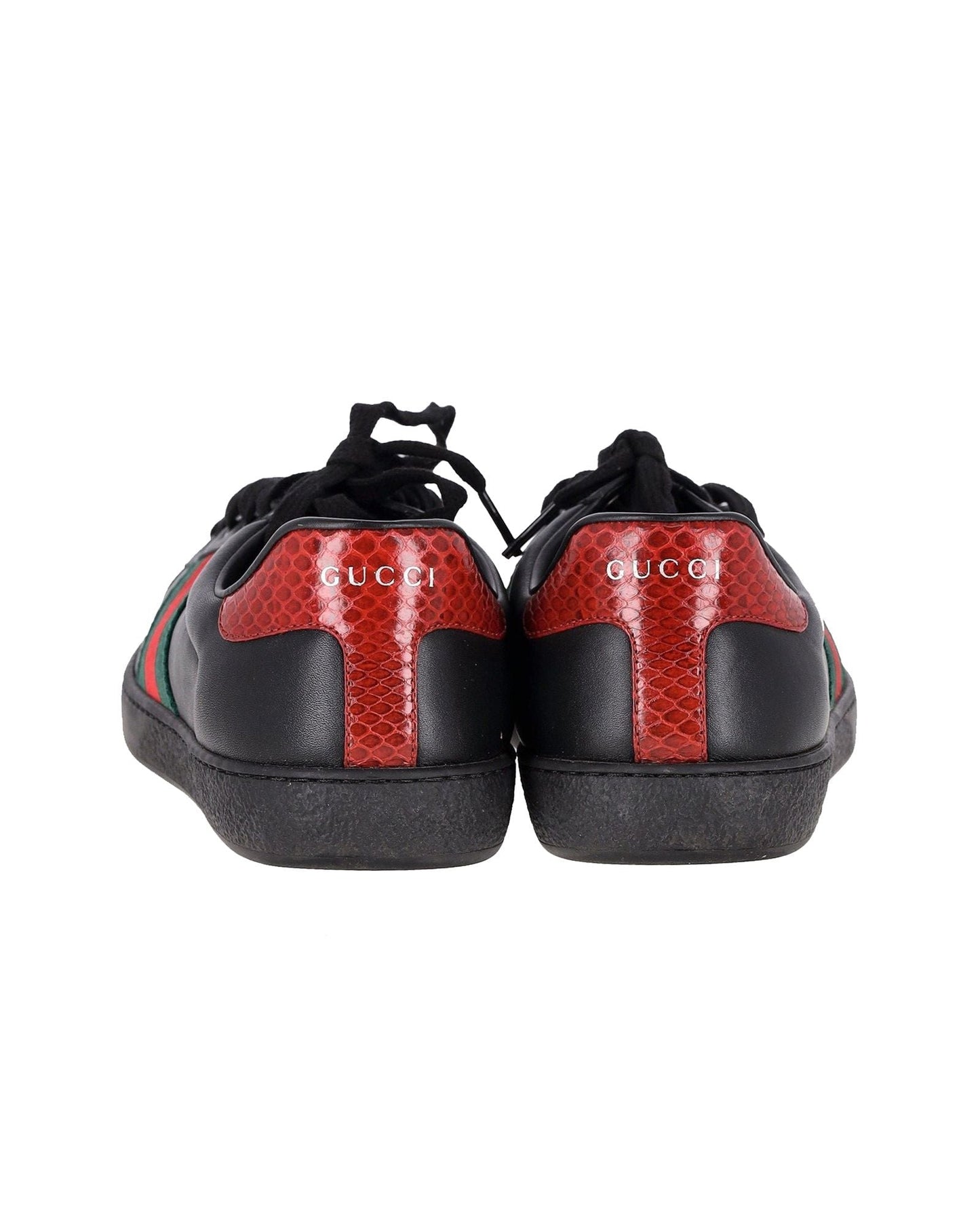 Luxury Gucci Trending 2025 Ace Sneakers with Python Embossed Panel in Black Leather