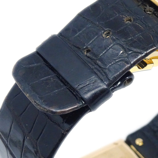 Luxury Chanel Matelasse Watch 18KYG Black Crocodile