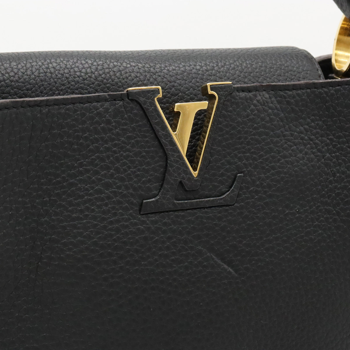 LOUIS VUITTON Louis Vuitton Capsine MM Handbag Leather Black Black Gold M48864
