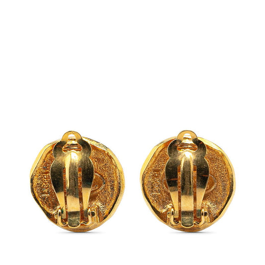 Chanel Vintage Lion Motif Earrings Gold