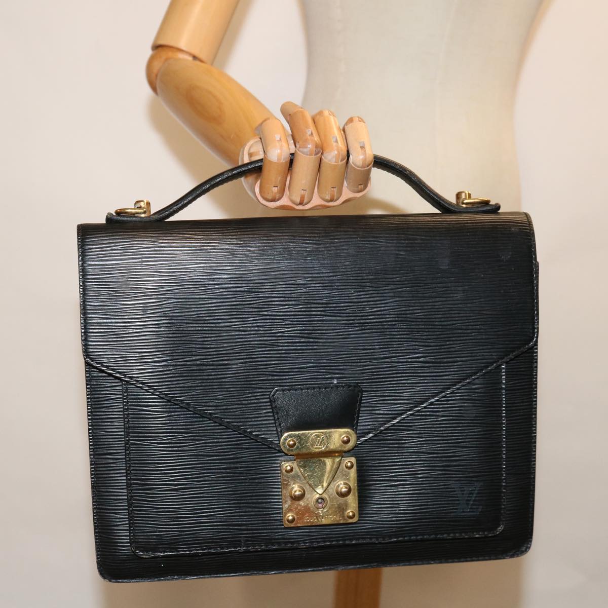 LOUIS VUITTON Epi Monceau 28 Hand Bag Black M52122 LV 70033