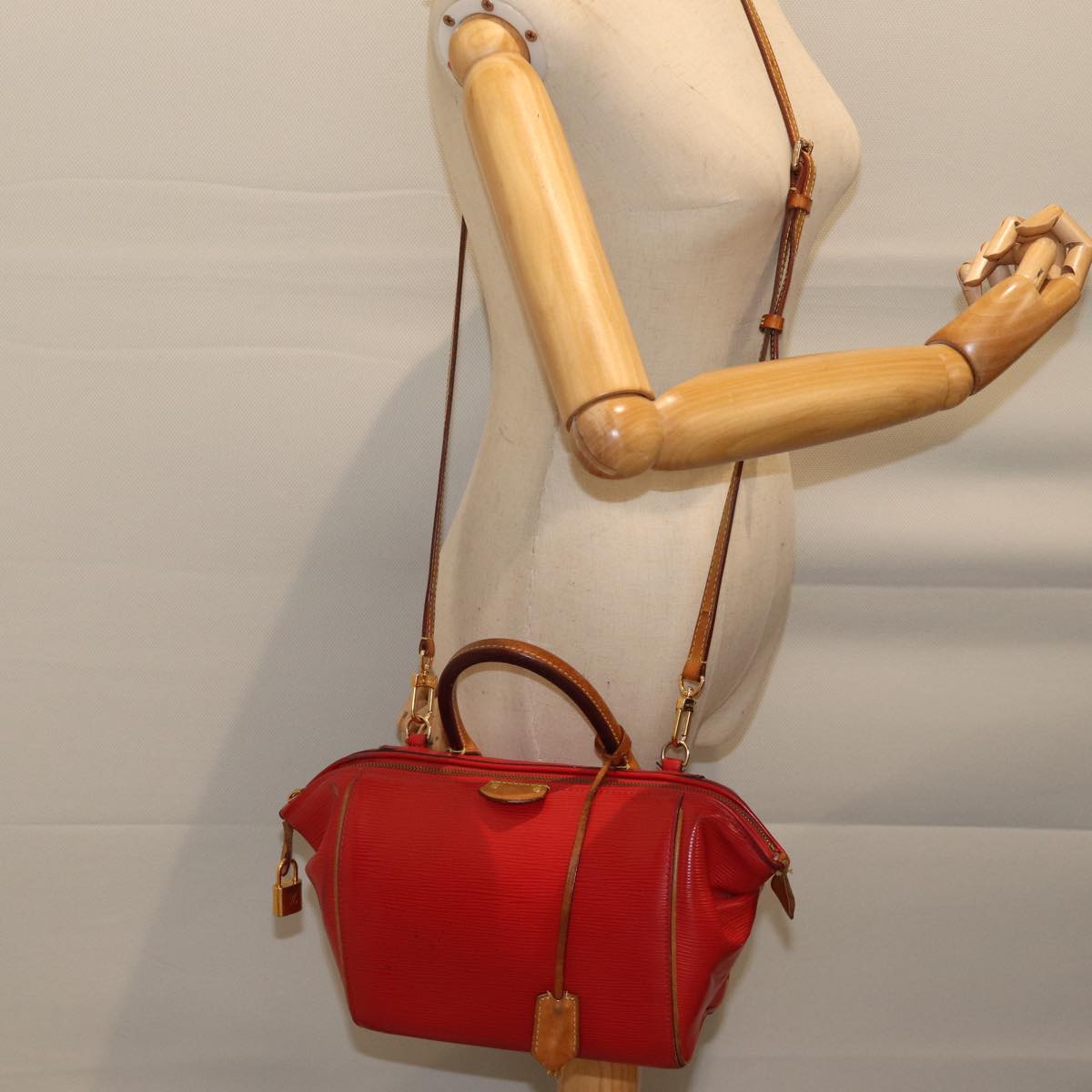 LOUIS VUITTON Epi Dog BB Hand Bag 2way Red Coklico M93249 LV 70439