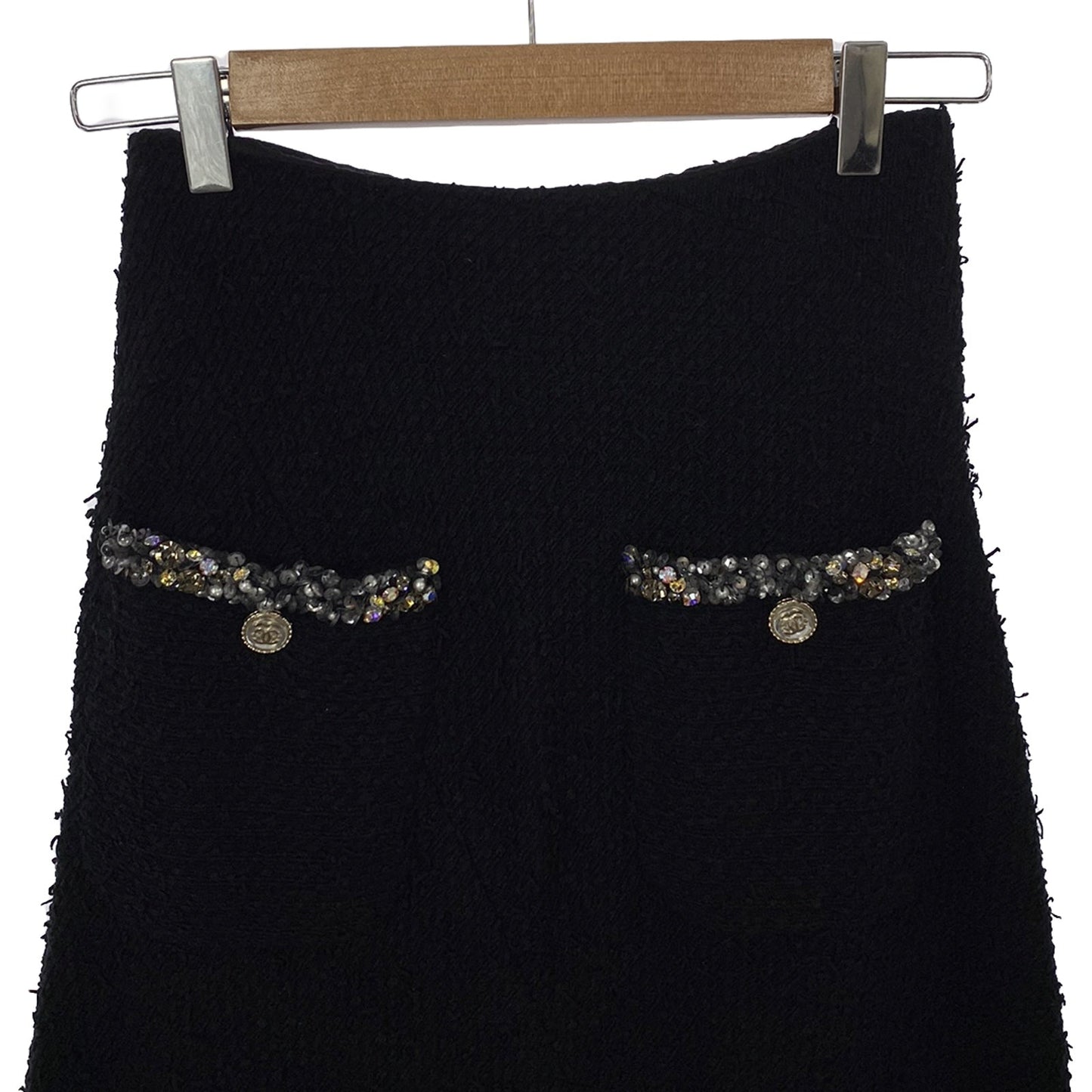 Chanel Asymmetry Shirt Semi Long Shirt Clothing Bottoms Cotton Black P70617V61941