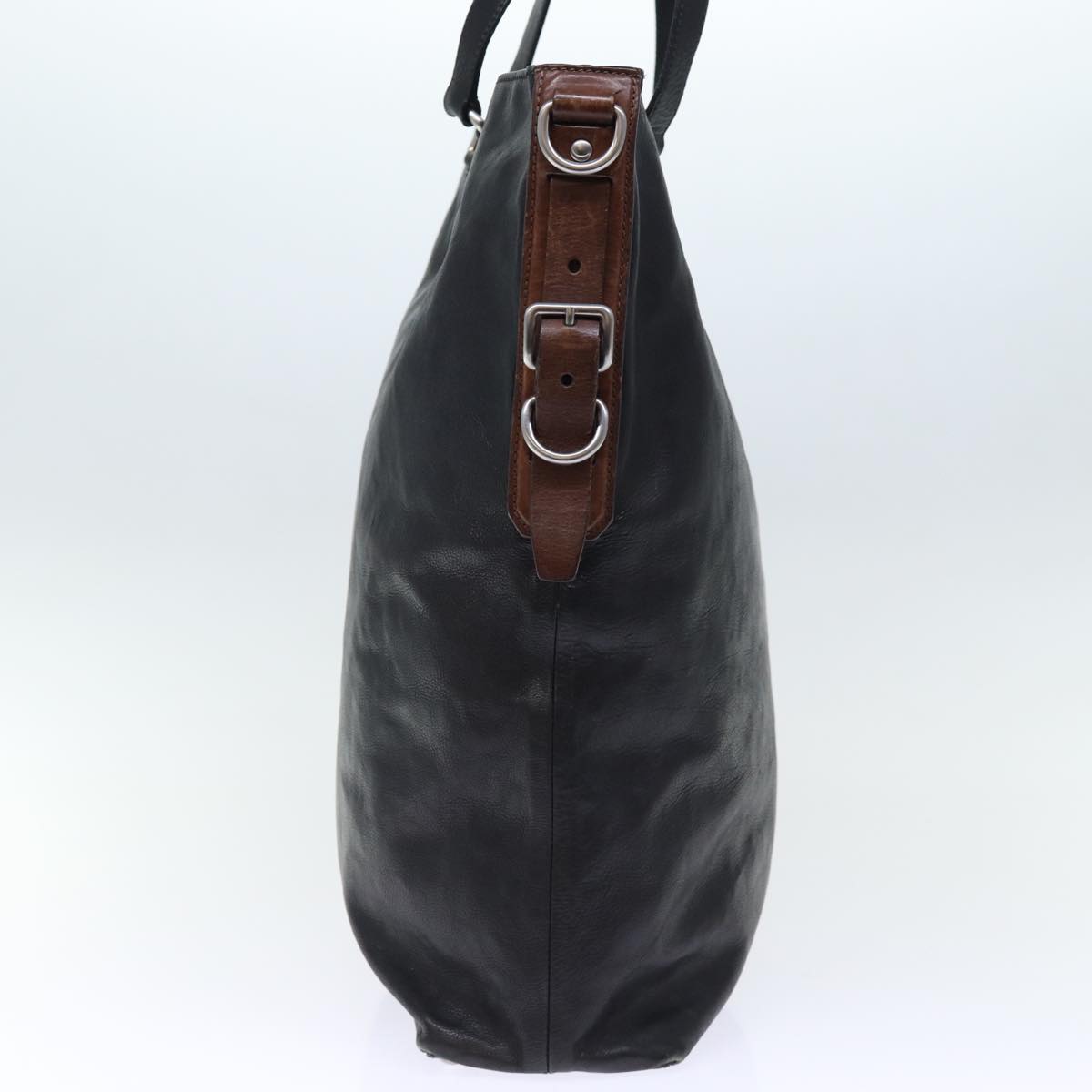 Luxury PradaHand Bag Leather 2way Black Brown 70864