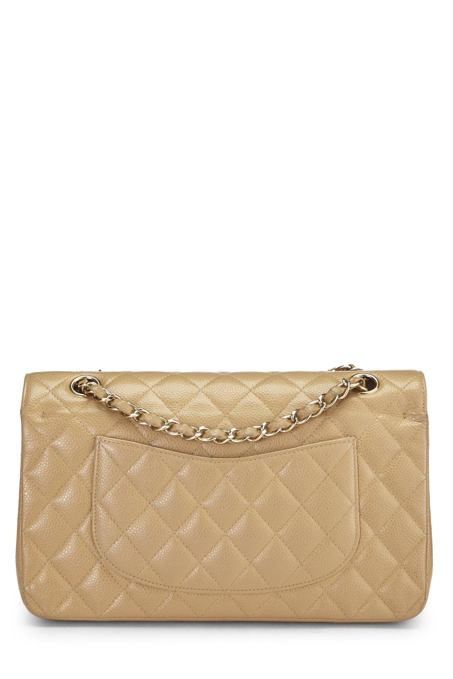 Chanel, Beige Quilted Caviar Classic Double Flap Medium, Beige