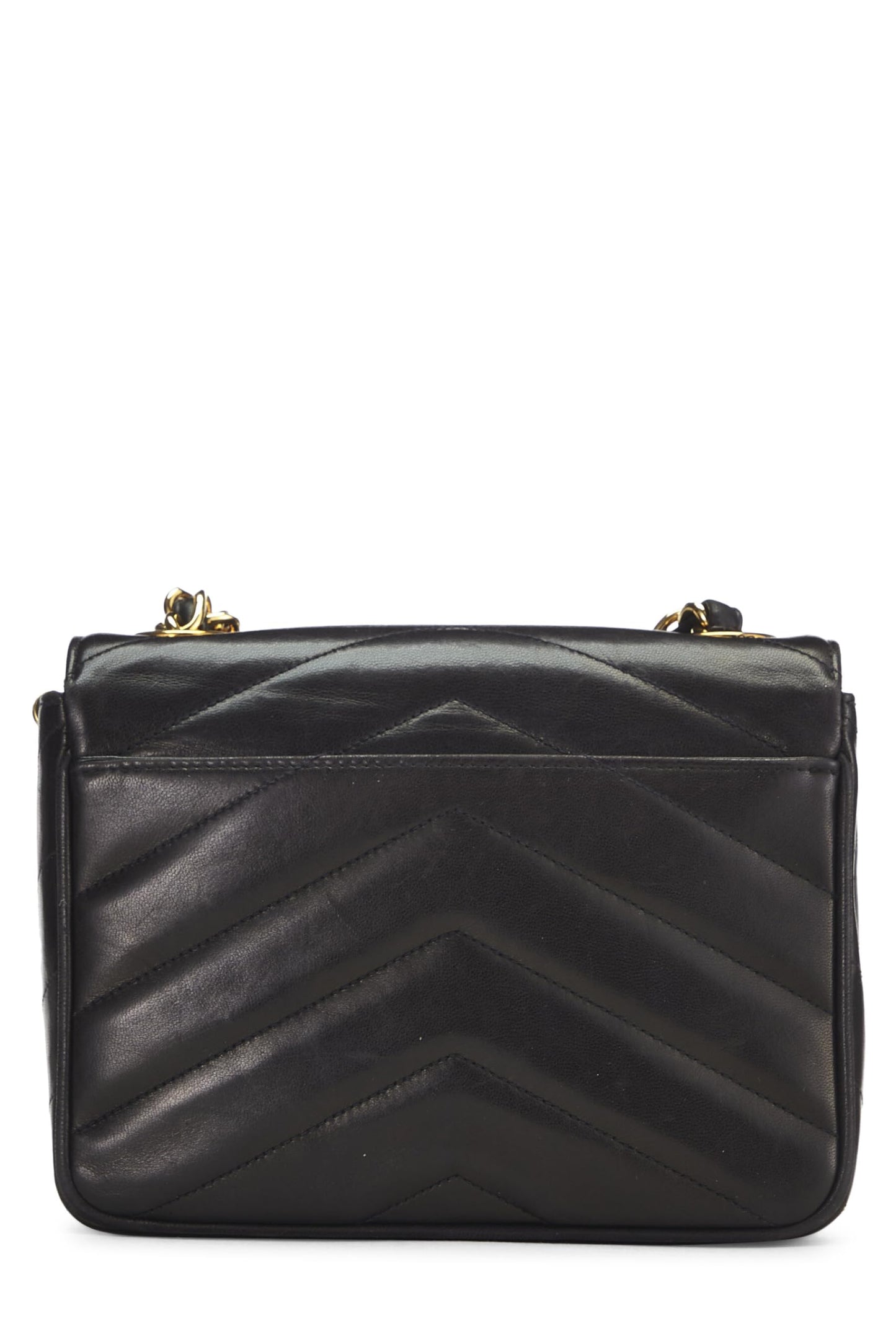 Chanel, Black Chevron Lambskin Envelope Flap Mini, Black
