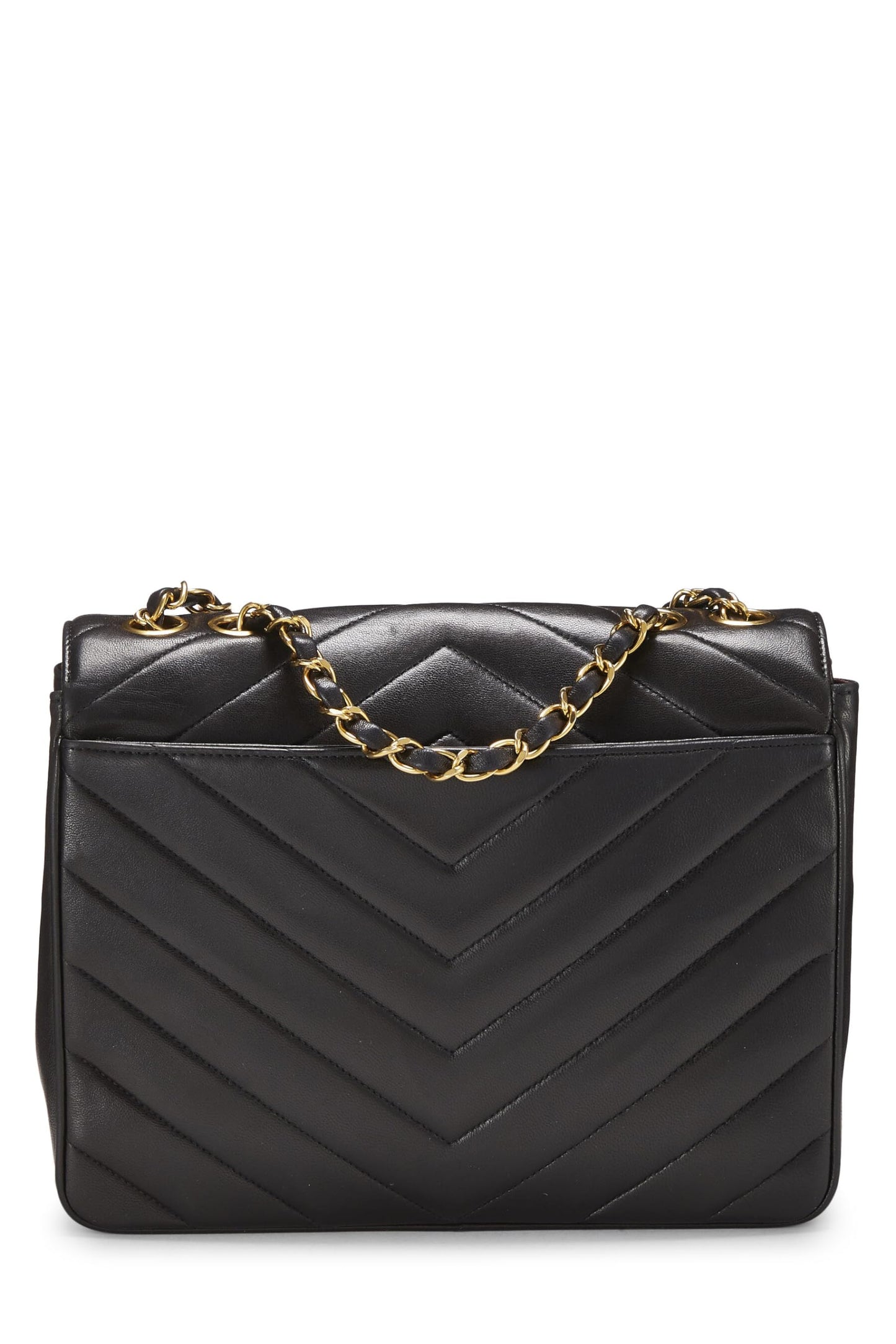 Chanel, Black Lambskin Chevron Envelope Flap Small, Black